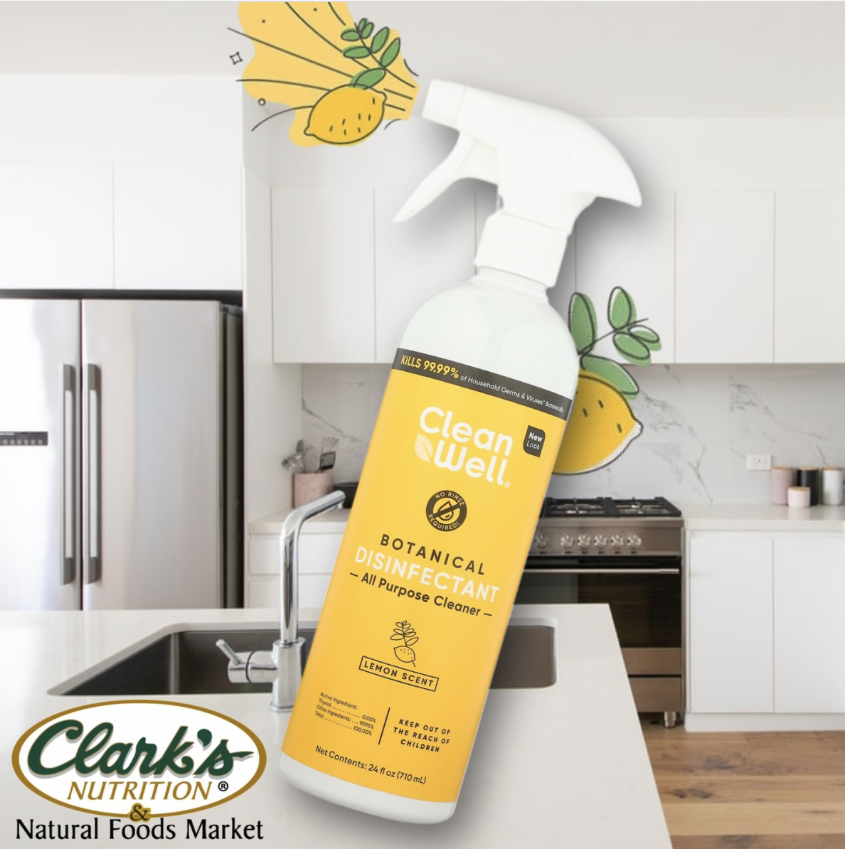 Clarks Nutrition and Natural Foods Markets Clean Well’s Botanical Disinfectant All Purpose